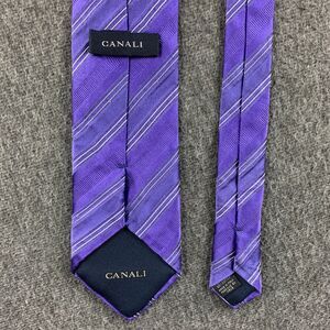 Canali Neck Tie Mens Purple‎ Striped Business Casual Silk Cotton